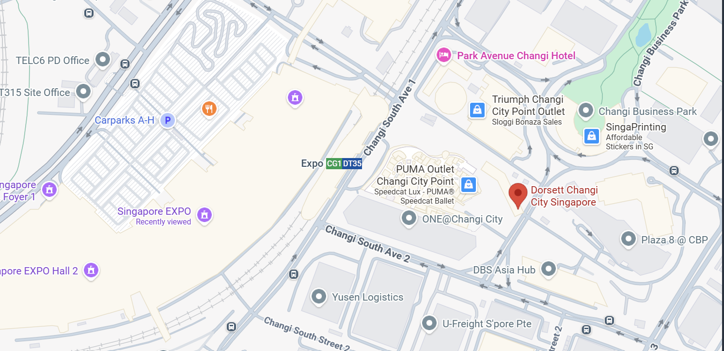 Map preview showing location of Dorsett Changi