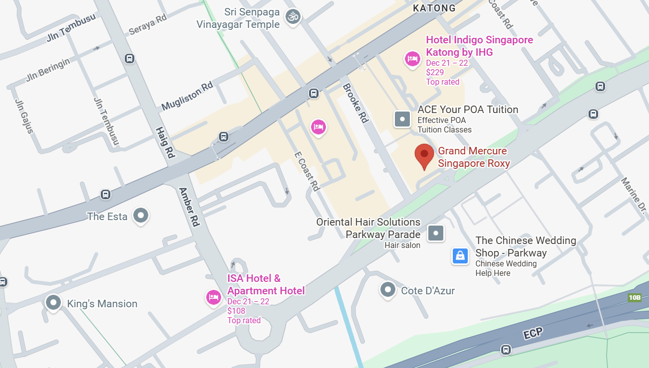Map preview showing location of Grand Mercure Singapore Roxy