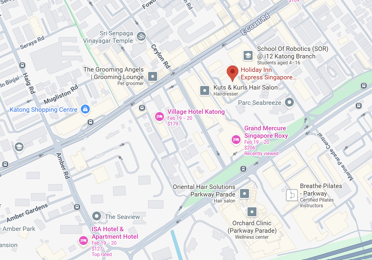 Map preview showing location of Holiday Inn Express Singapore Katong